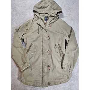 Love Tree Women Hooded Utility Parka Jacket Olive Green Cotton Canvas S gorpcore